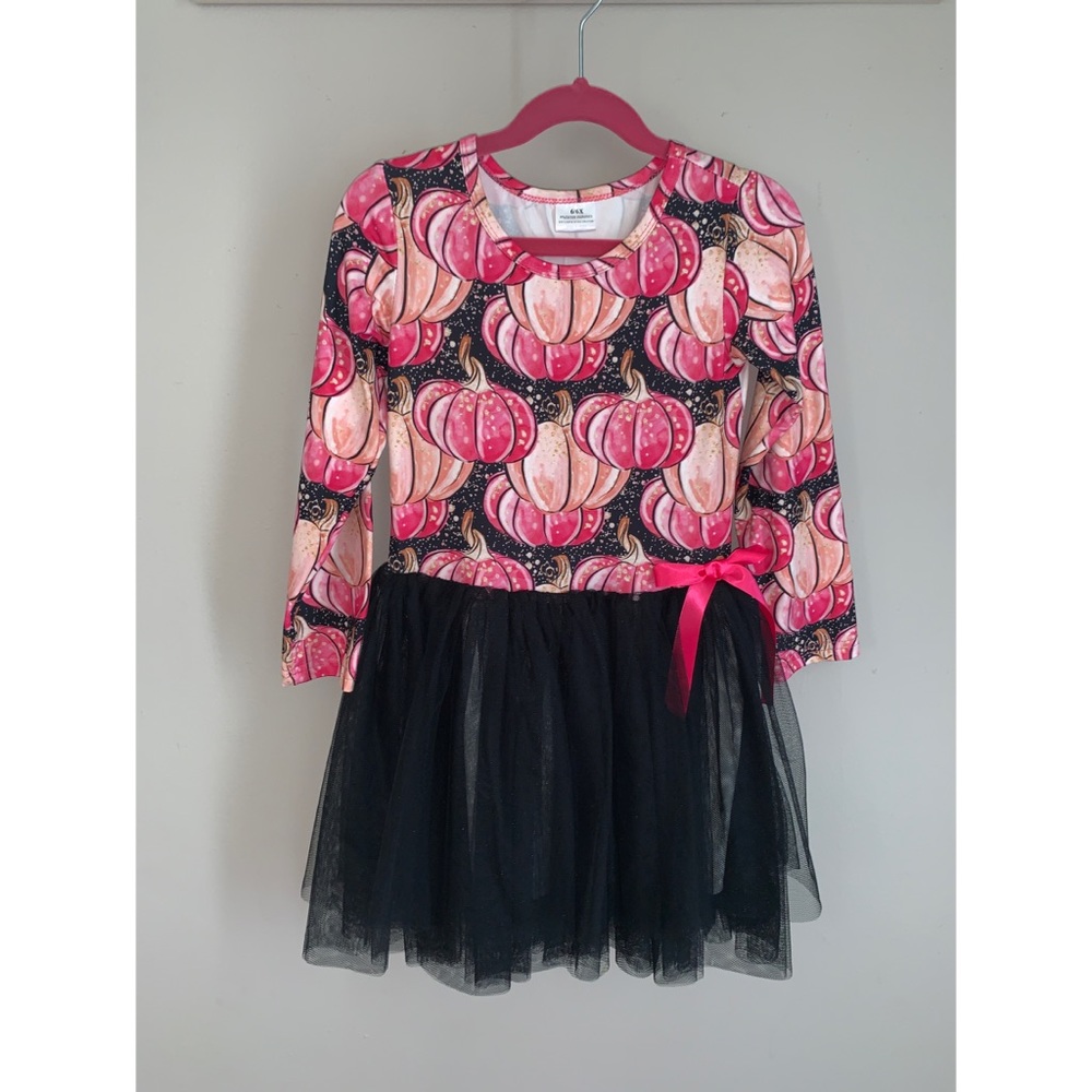 Cute Girls Pumpkin Sparkle Dress Size 6/6x